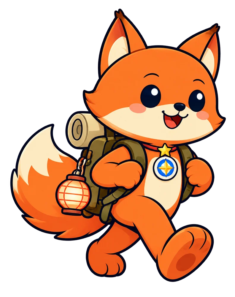 Finn, a playful fox with a lantern