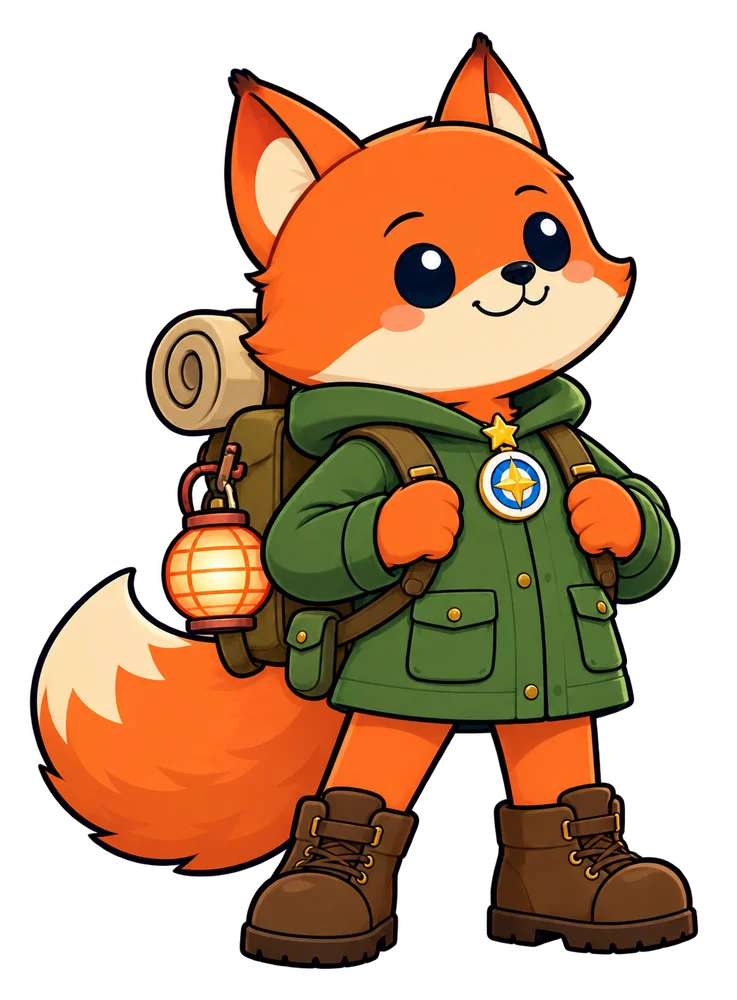 Finn, a playful fox with a lantern