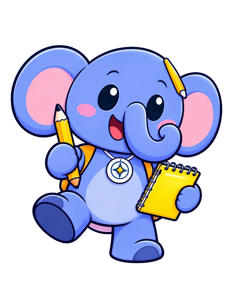Pip the elephant, as drawn for ages 3-4