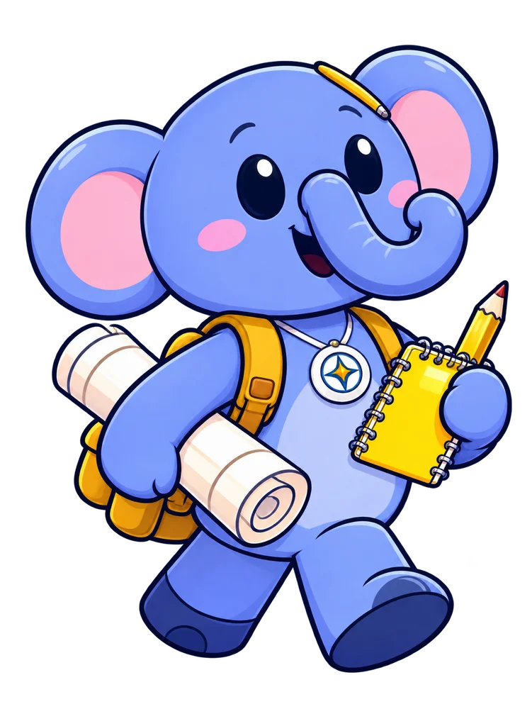 Pip the elephant, as drawn for ages 7-8