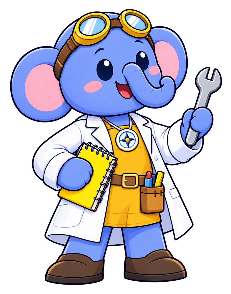 Pip the elephant, as drawn for ages 9-10