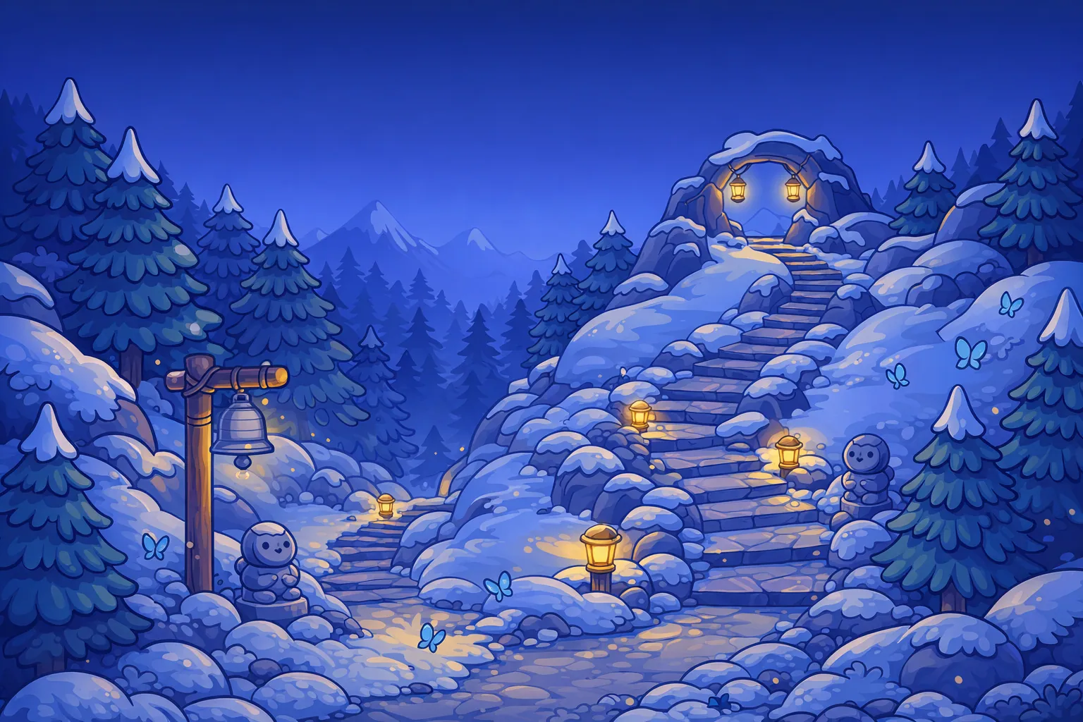 Lantern Peaks, Quiet Trail: an illustrated view of the world of this adventure