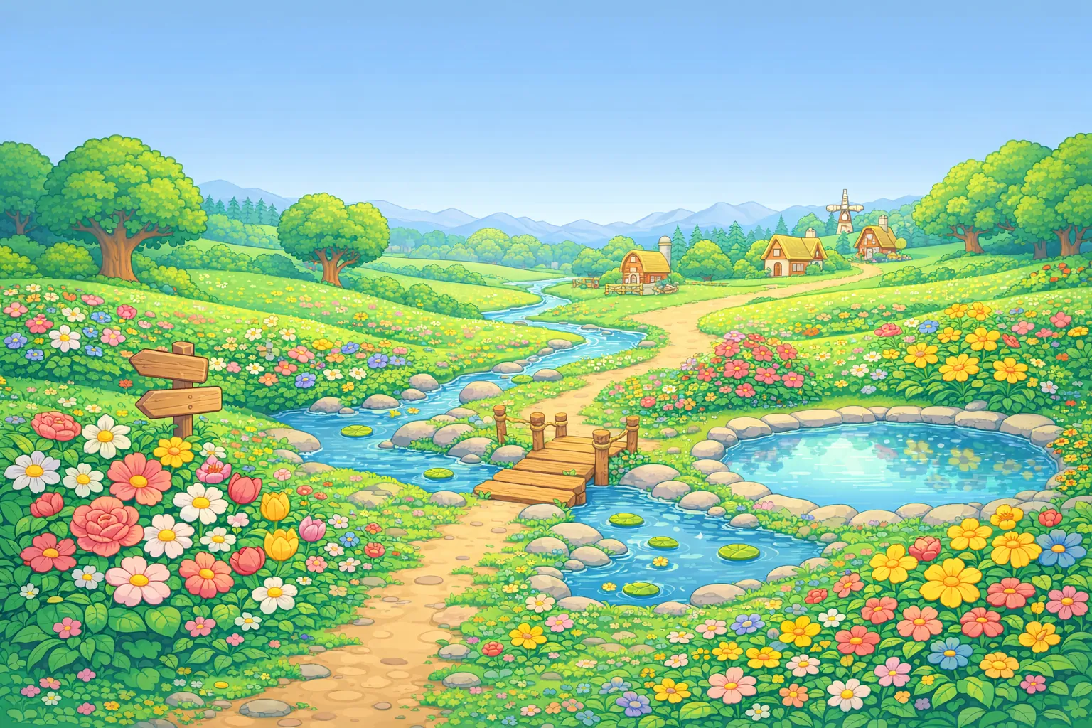 Heartwood Meadow, Feelings Garden: an illustrated view of the world of this adventure